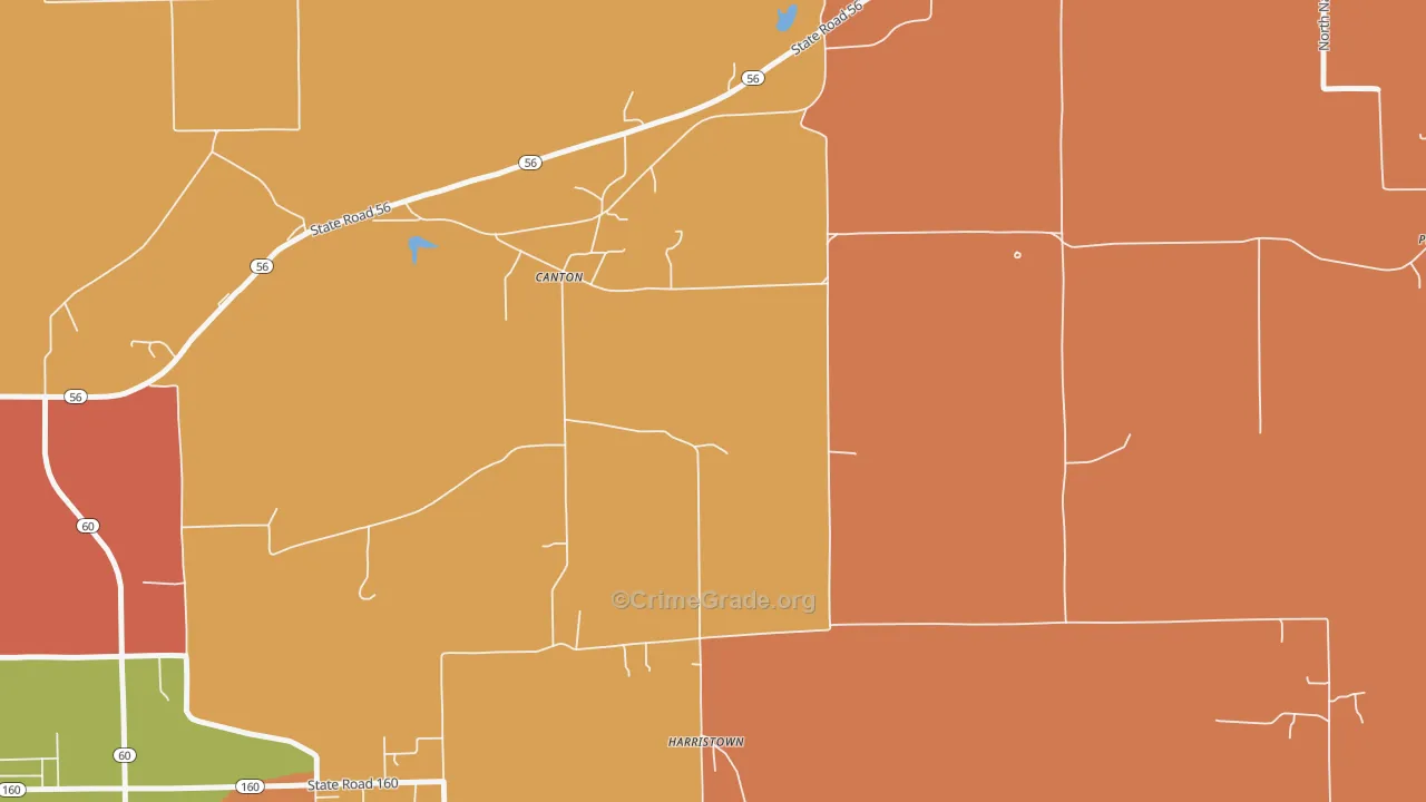 Canton, IN Map of Vandalism Rates