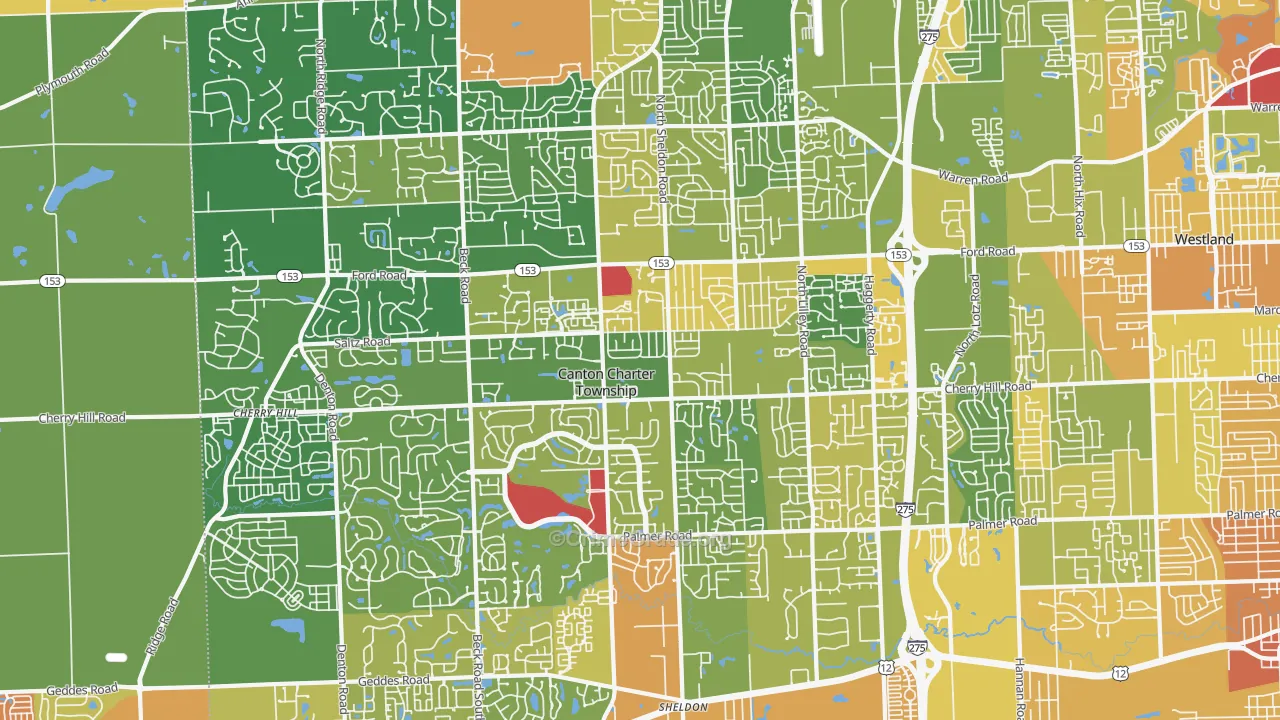 Canton, MI Map of Vandalism Rates
