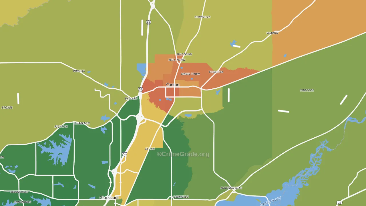Canton, MS Map of Vandalism Rates