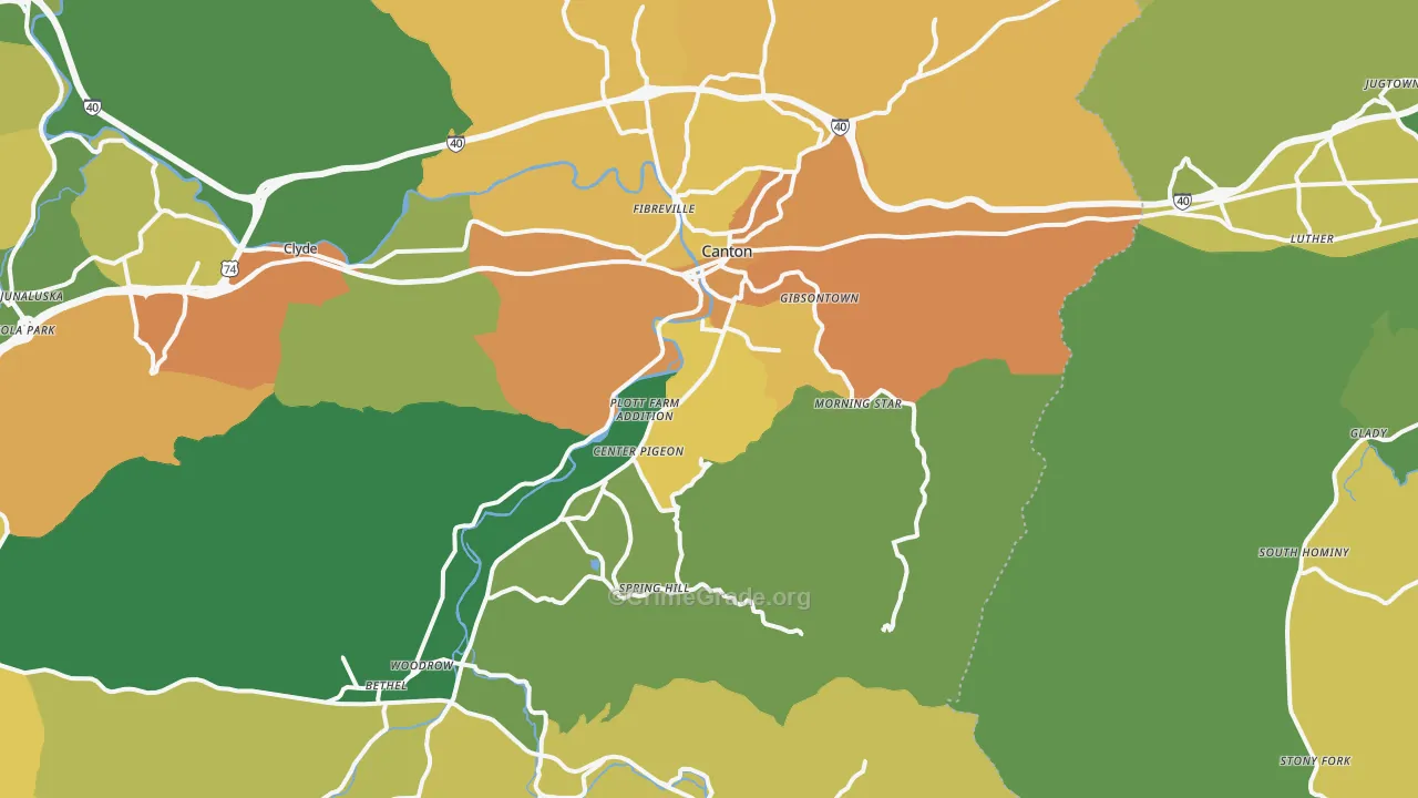Canton, NC Map of Vandalism Rates