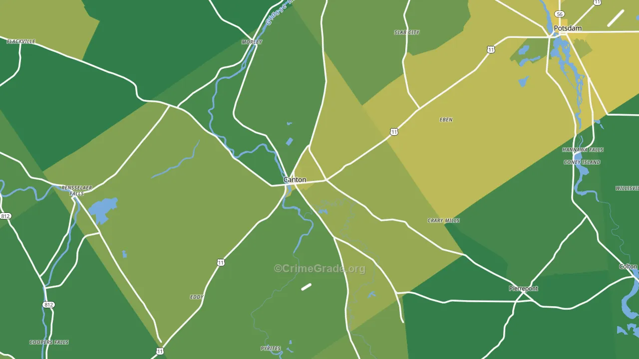 Canton, NY Map of Vandalism Rates