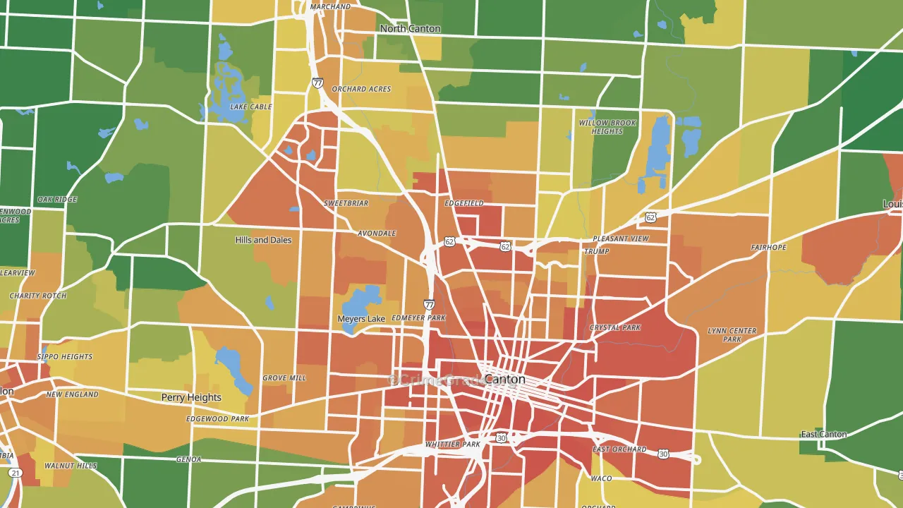 Canton, OH Map of Vandalism Rates