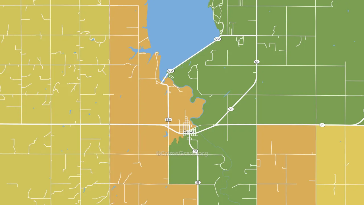 Canton, OK Map of Vandalism Rates