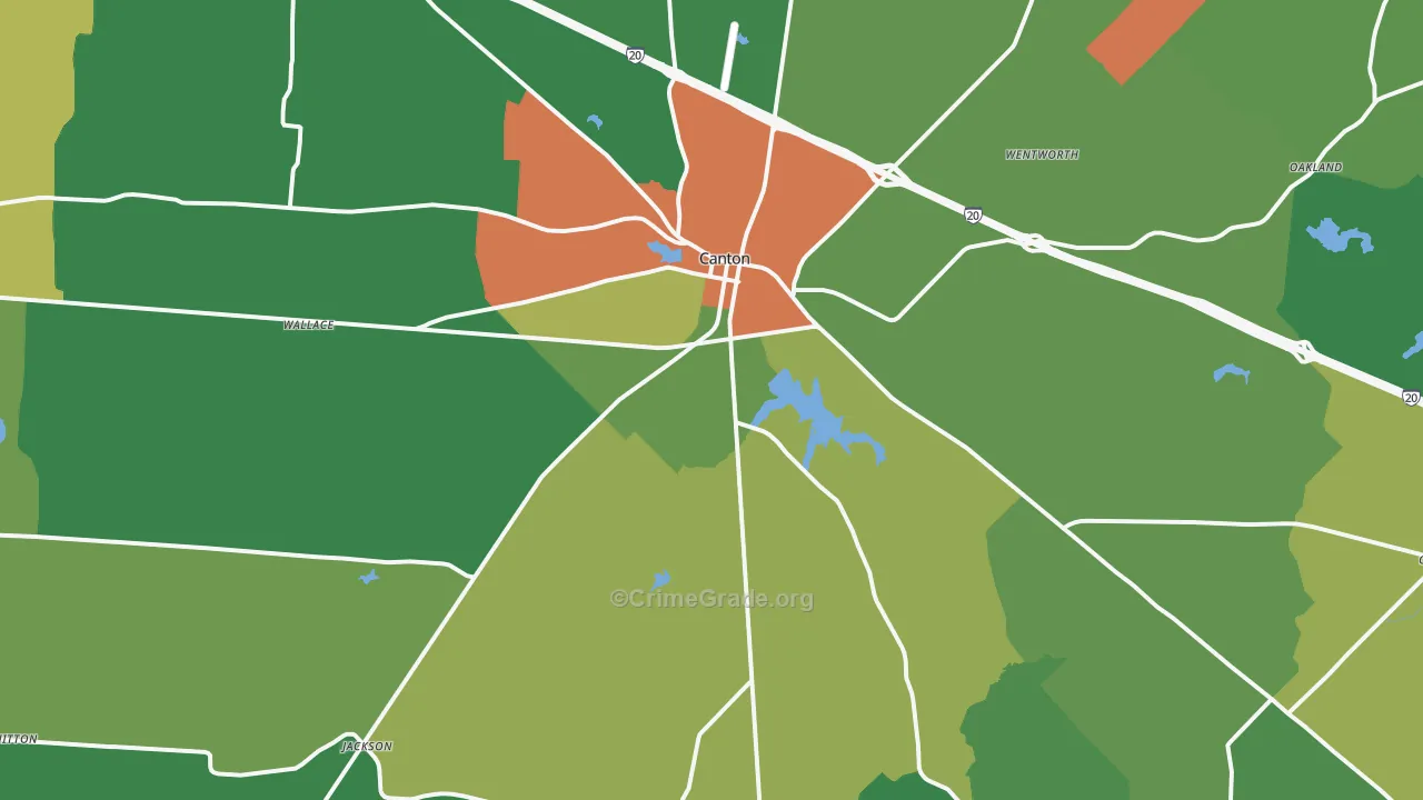 Canton, TX Map of Vandalism Rates