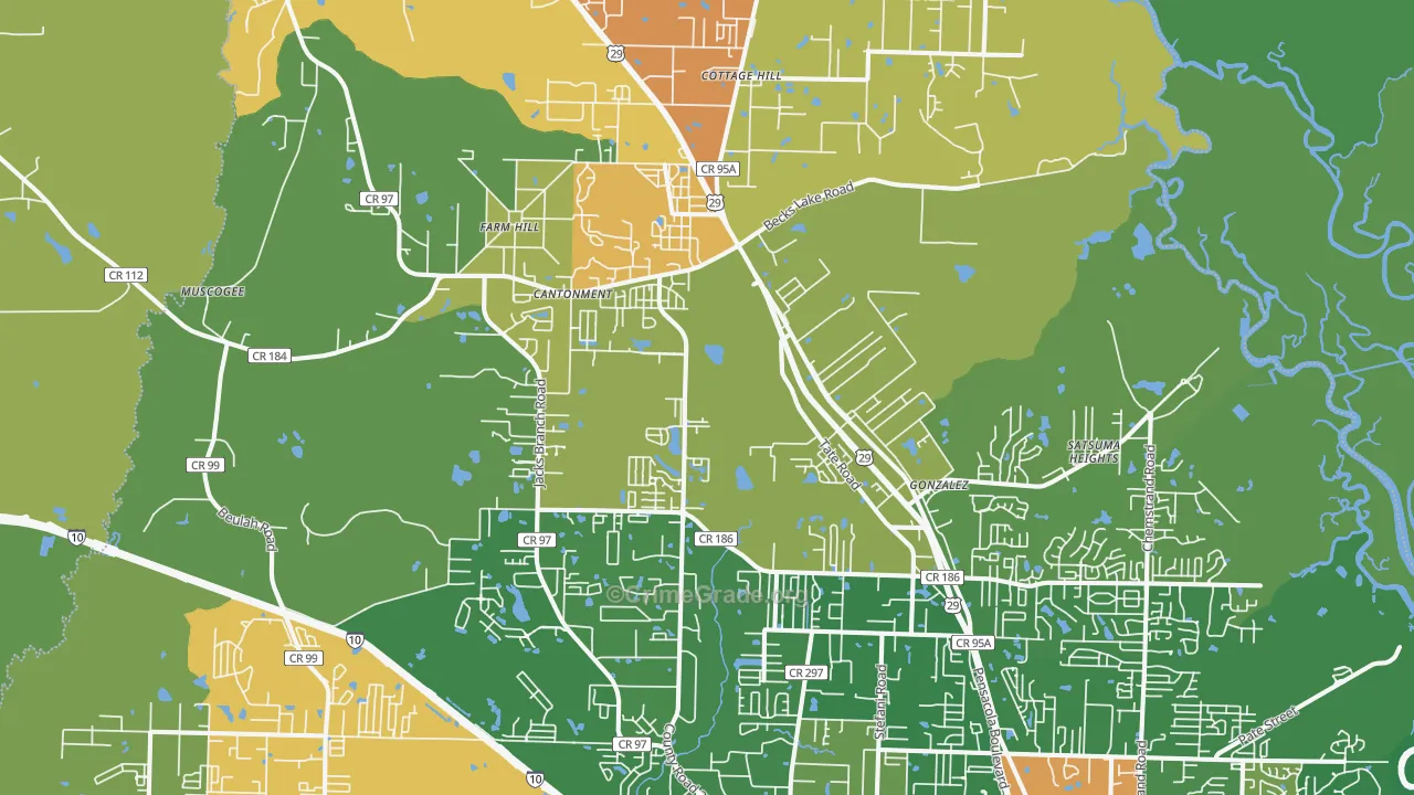 Cantonment, FL Map of Vandalism Rates