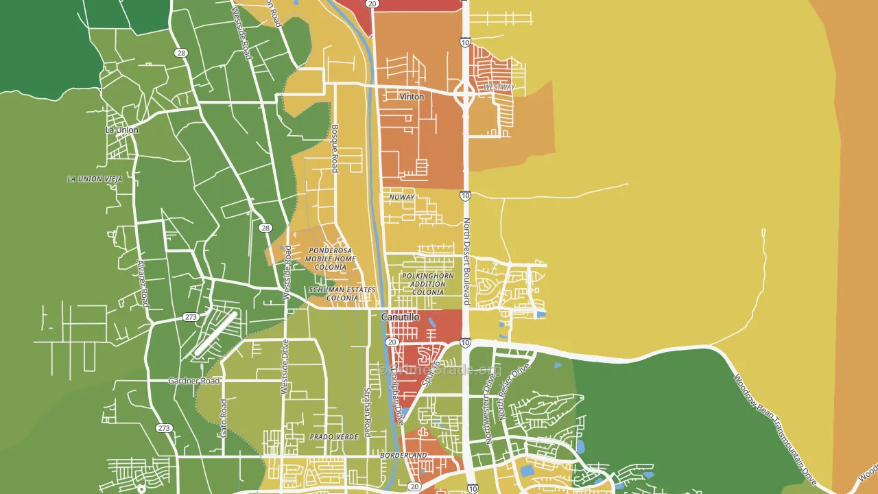 Canutillo, TX Map of Vandalism Rates