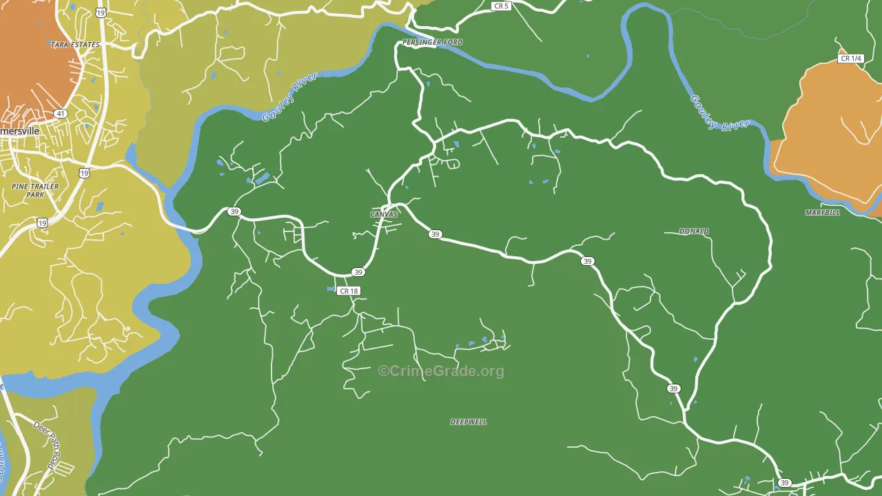 Canvas, WV Map of Vandalism Rates