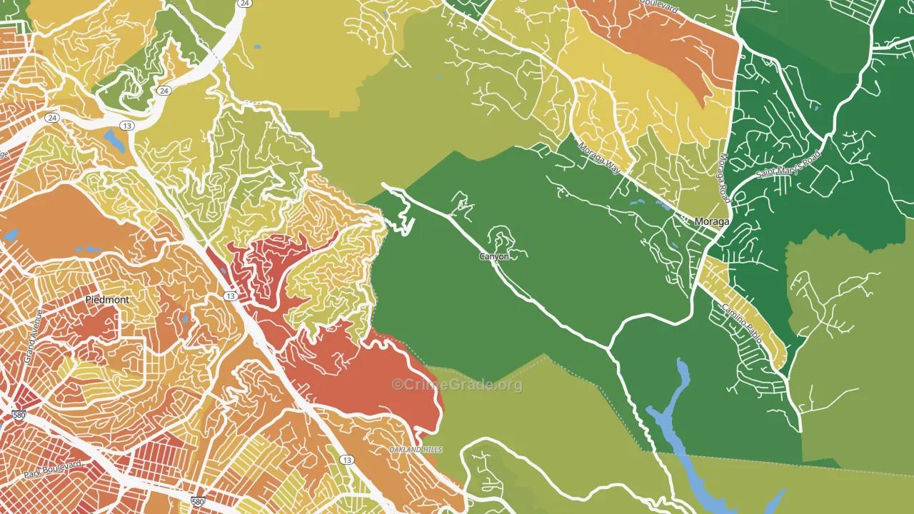 Canyon, CA Map of Vandalism Rates