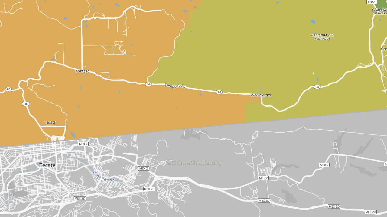 Canyon City, CA Map of Vandalism Rates