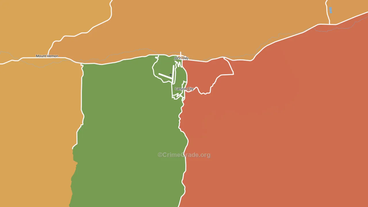 Canyon City, OR Map of Vandalism Rates