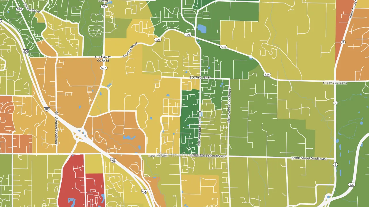 Canyon Creek-39th SE, Bothell, WA Map of Vandalism Rates