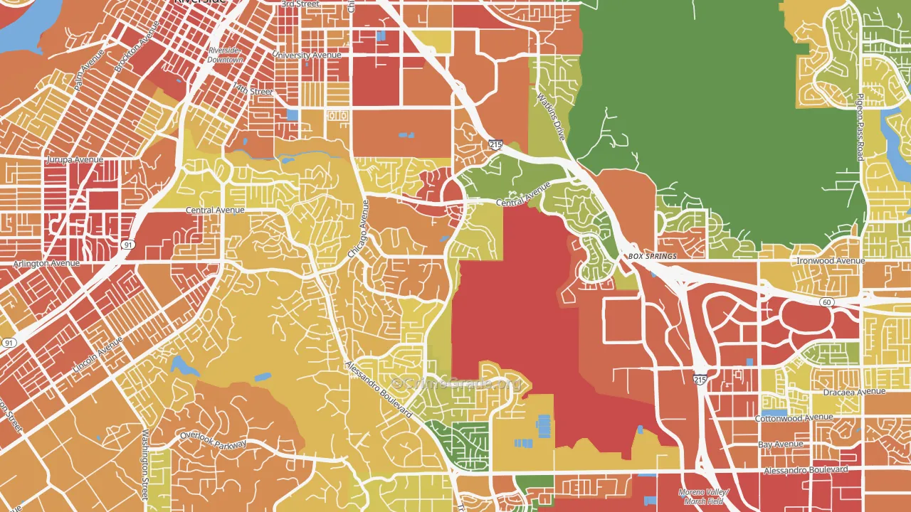 Canyon Crest, Riverside, CA Map of Vandalism Rates