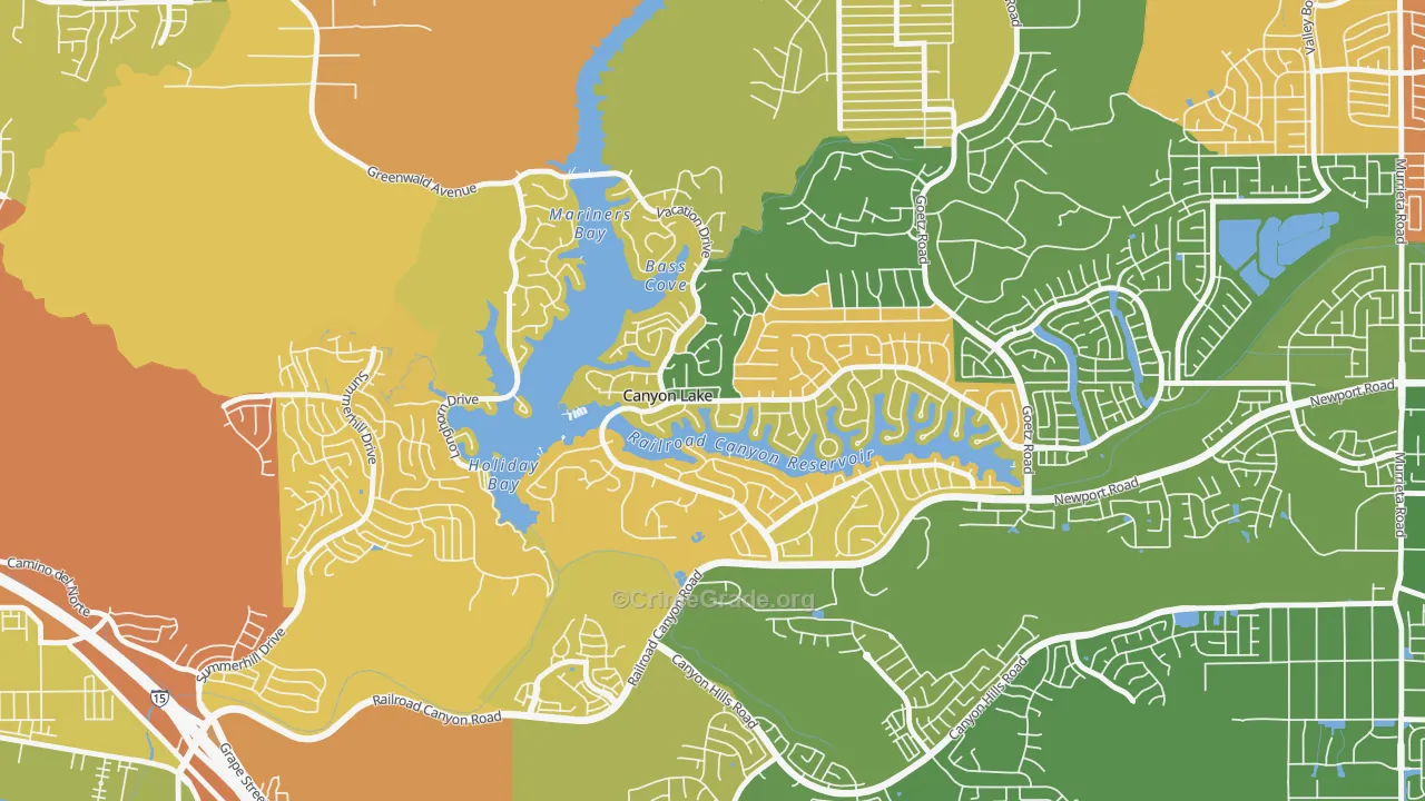 Canyon Lake, CA Map of Vandalism Rates