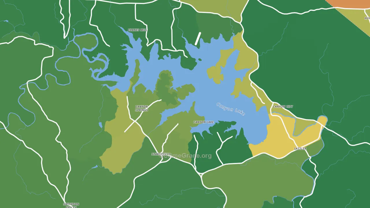 Canyon Lake, TX Map of Vandalism Rates