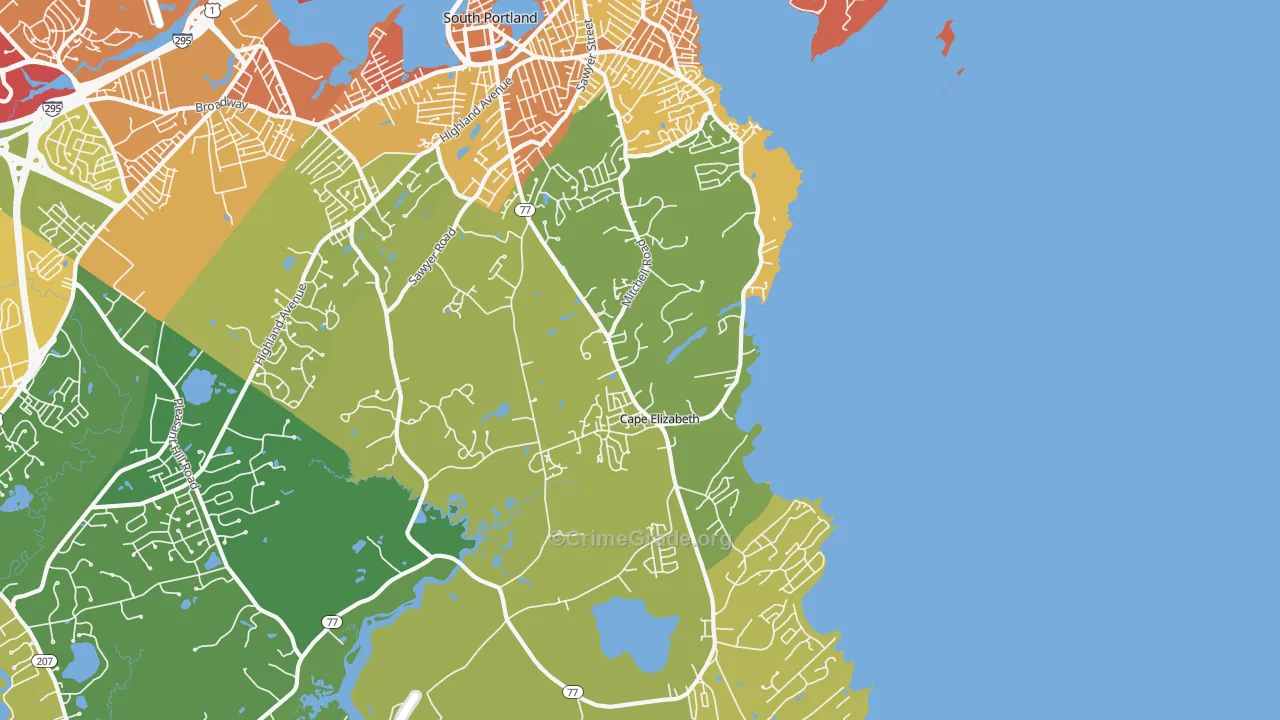 Cape Elizabeth, ME Map of Vandalism Rates