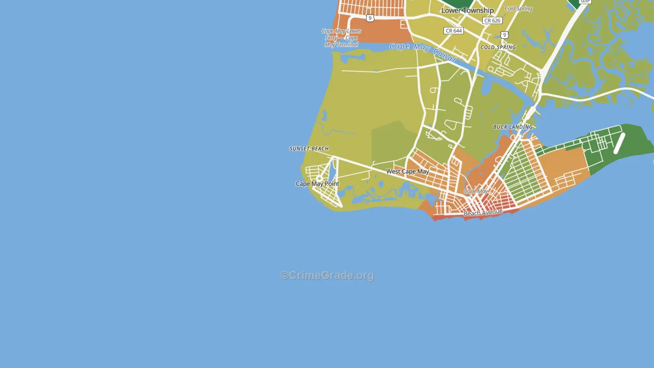 Cape May Point, NJ Map of Vandalism Rates