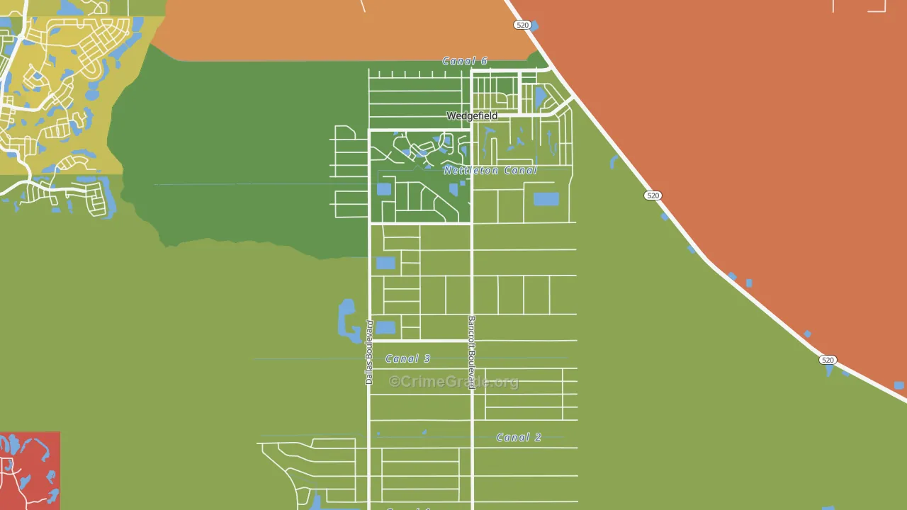 Cape Orl Estates, Wedgefield, FL Map of Vandalism Rates