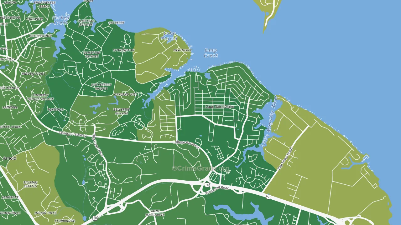 Cape St. Claire, MD Map of Vandalism Rates