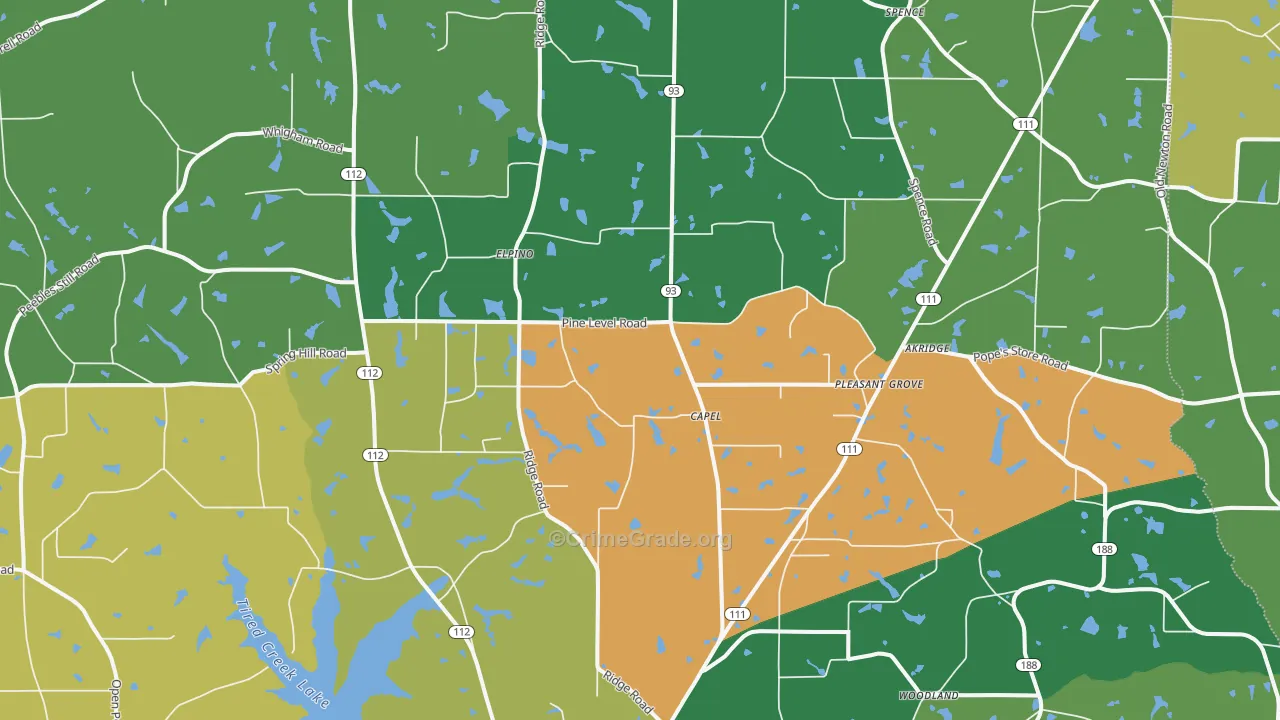 Capel, GA Map of Vandalism Rates