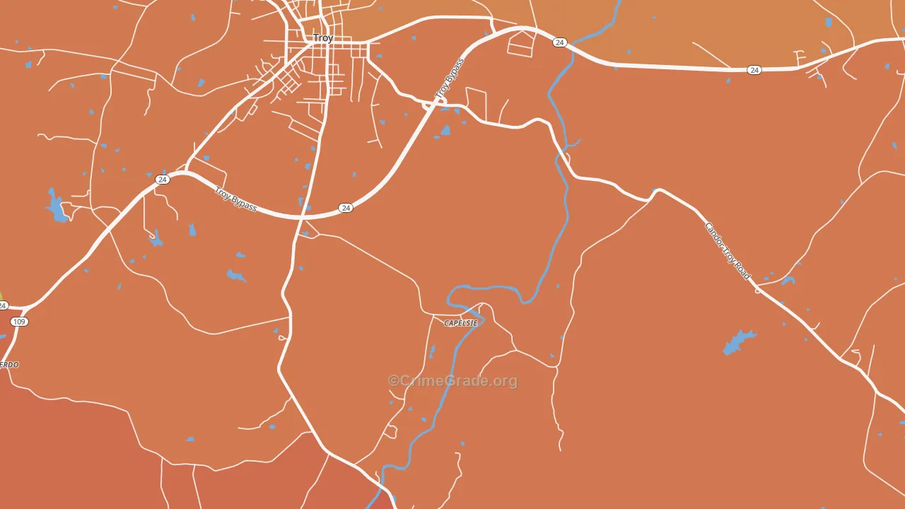 Capelsie, NC Map of Vandalism Rates
