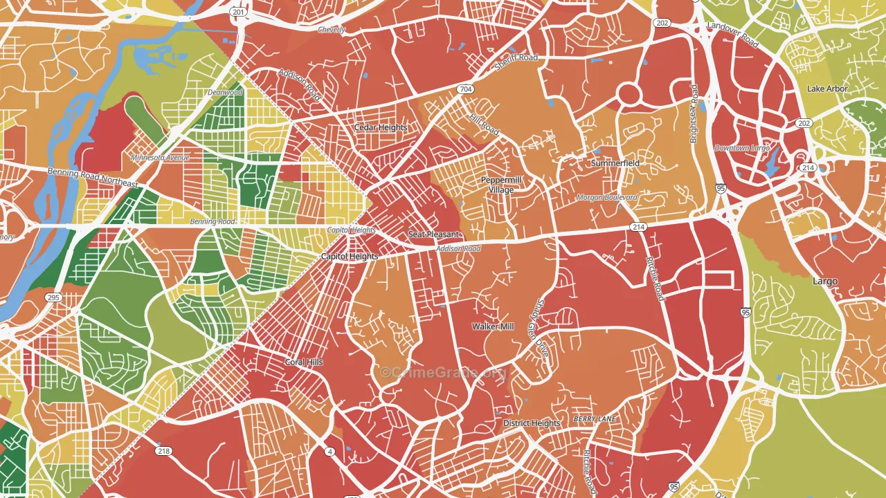Capitol Heights, MD Map of Vandalism Rates