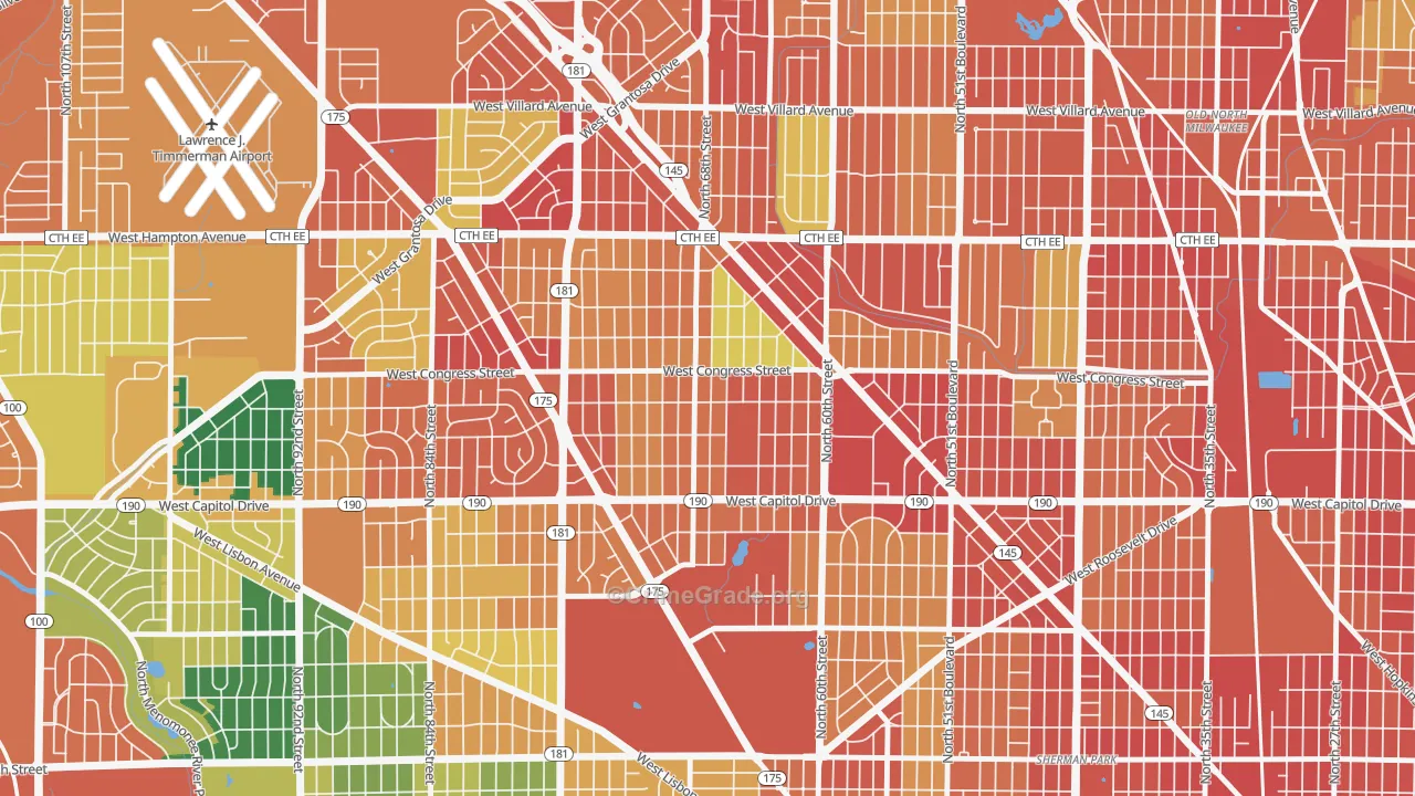 Capitol Heights, Milwaukee, WI Map of Vandalism Rates