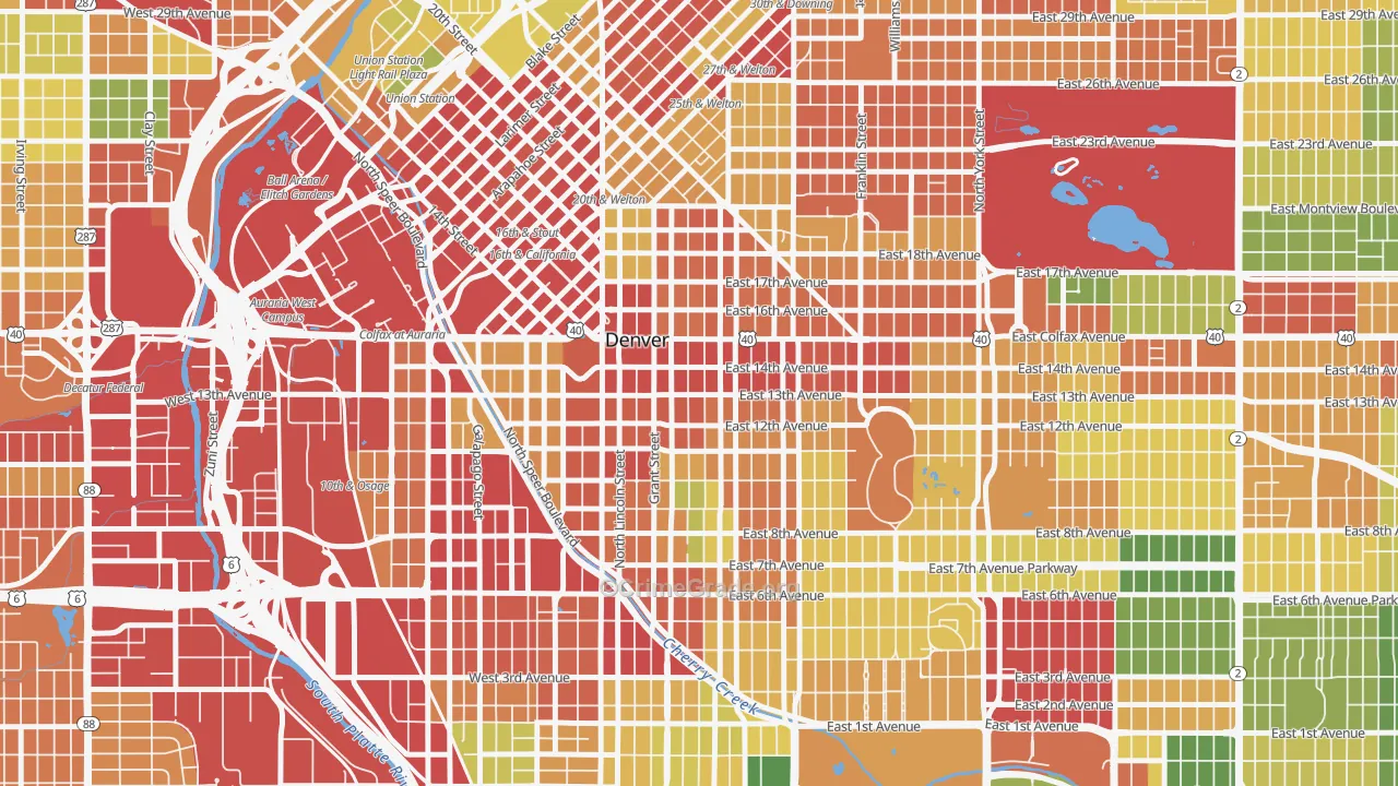 Capitol Hill, Denver, CO Map of Vandalism Rates