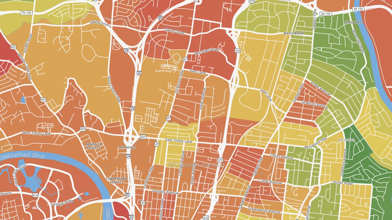 Capitol View, Nashville, TN Map of Vandalism Rates