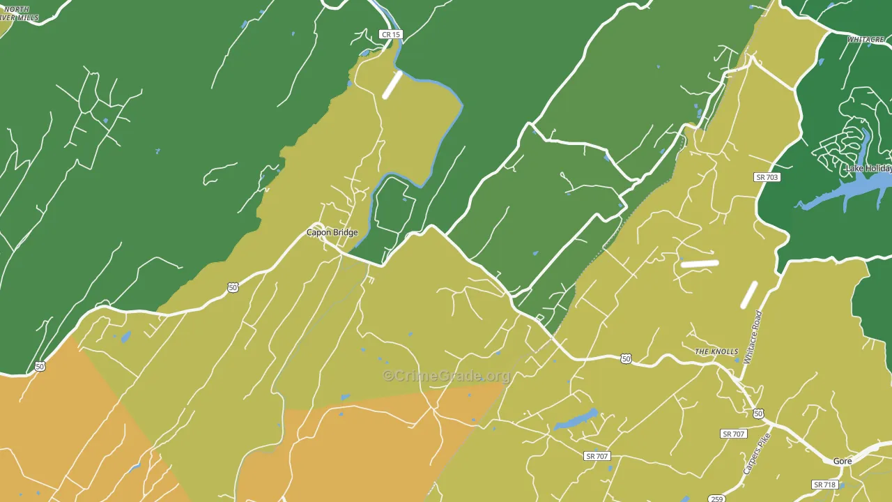 Capon Bridge, WV Map of Vandalism Rates