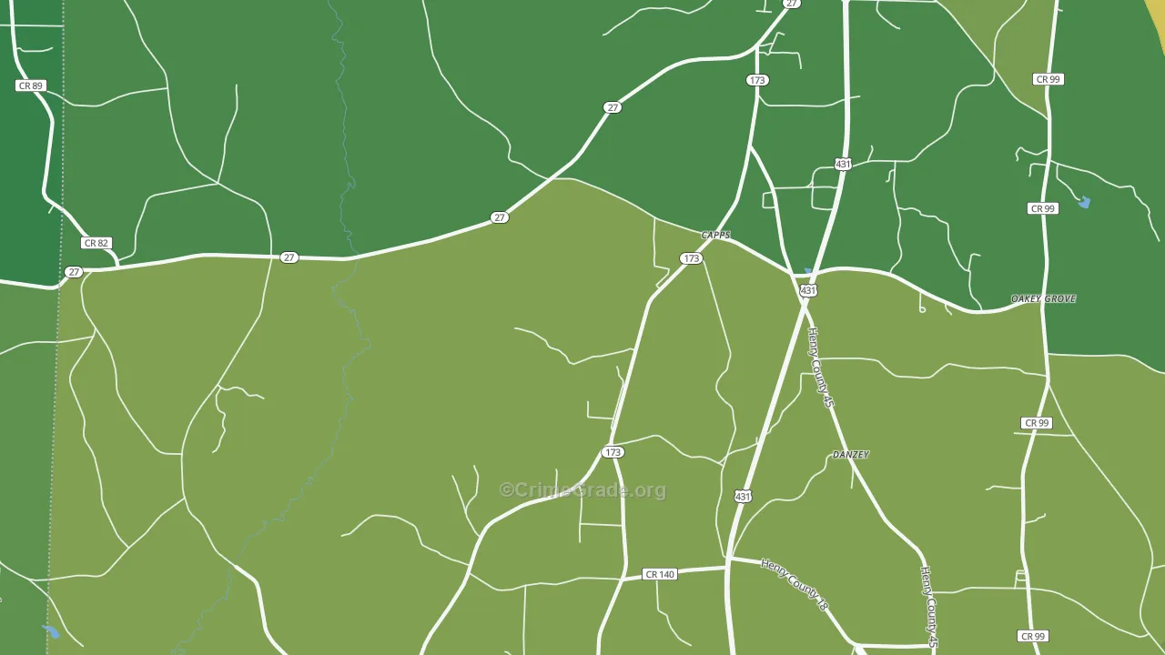 Capps, AL Map of Vandalism Rates