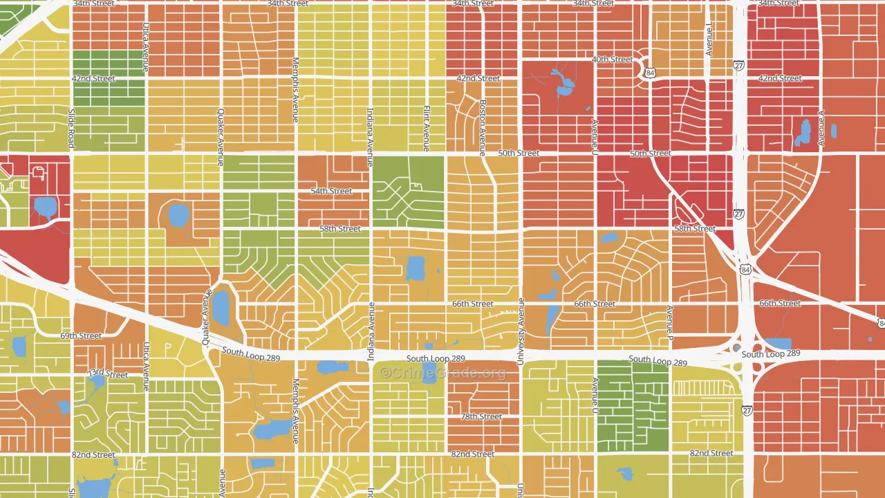 Caprock, Lubbock, TX Map of Vandalism Rates