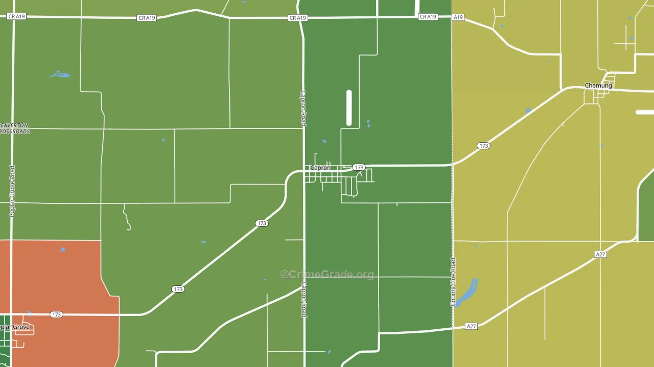 Capron, IL Map of Vandalism Rates