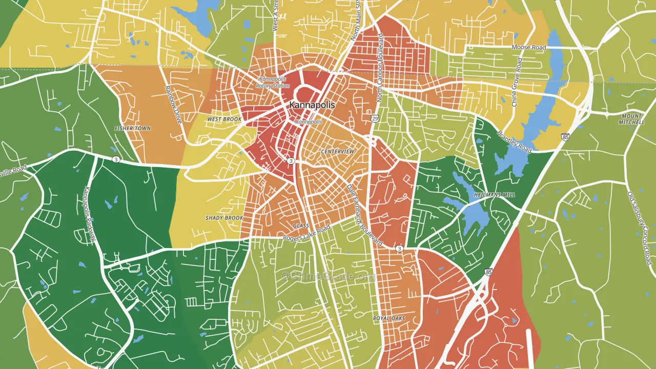 Car Town, Kannapolis, NC Map of Vandalism Rates