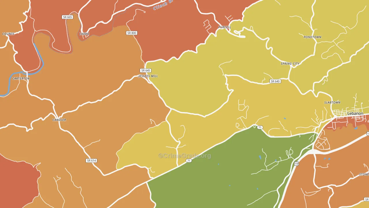 Carbo, VA Map of Vandalism Rates