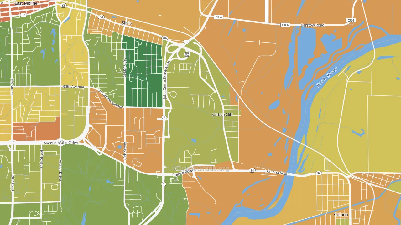 Carbon Cliff, IL Map of Vandalism Rates
