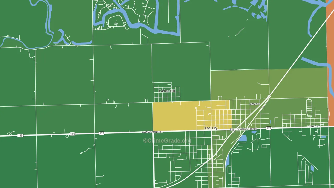 Carbon Hill, IL Map of Vandalism Rates