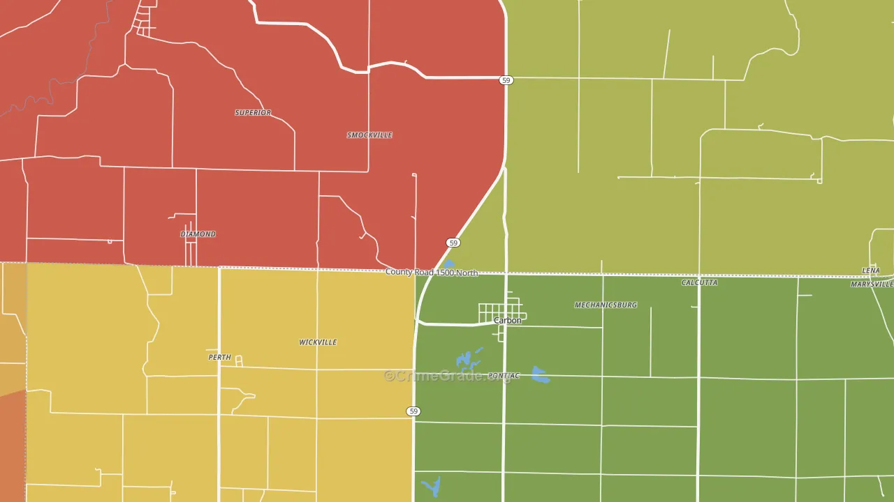 Carbon, IN Map of Vandalism Rates