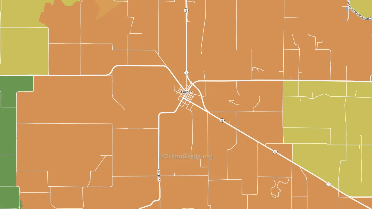 Carbon, TX Map of Vandalism Rates