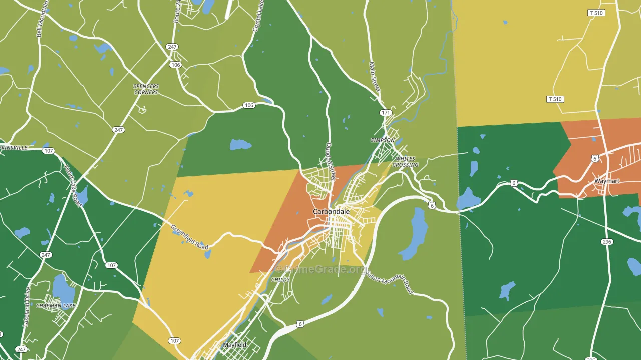 Carbondale, PA Map of Vandalism Rates