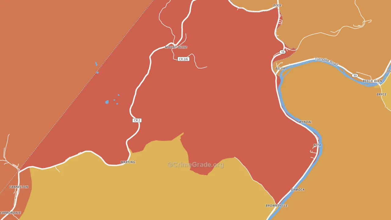 Carbondale, WV Map of Vandalism Rates