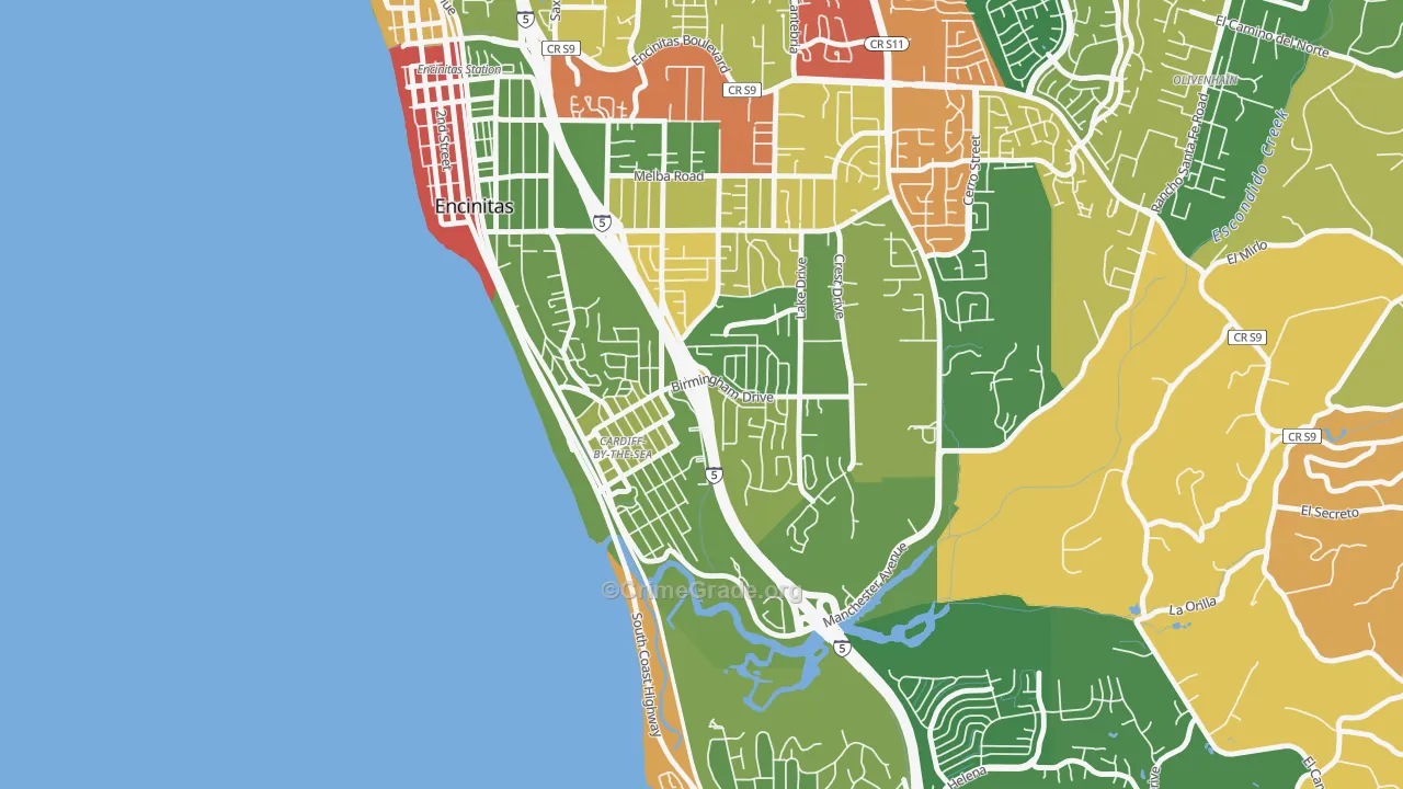 Cardiff By The Sea, CA Map of Vandalism Rates