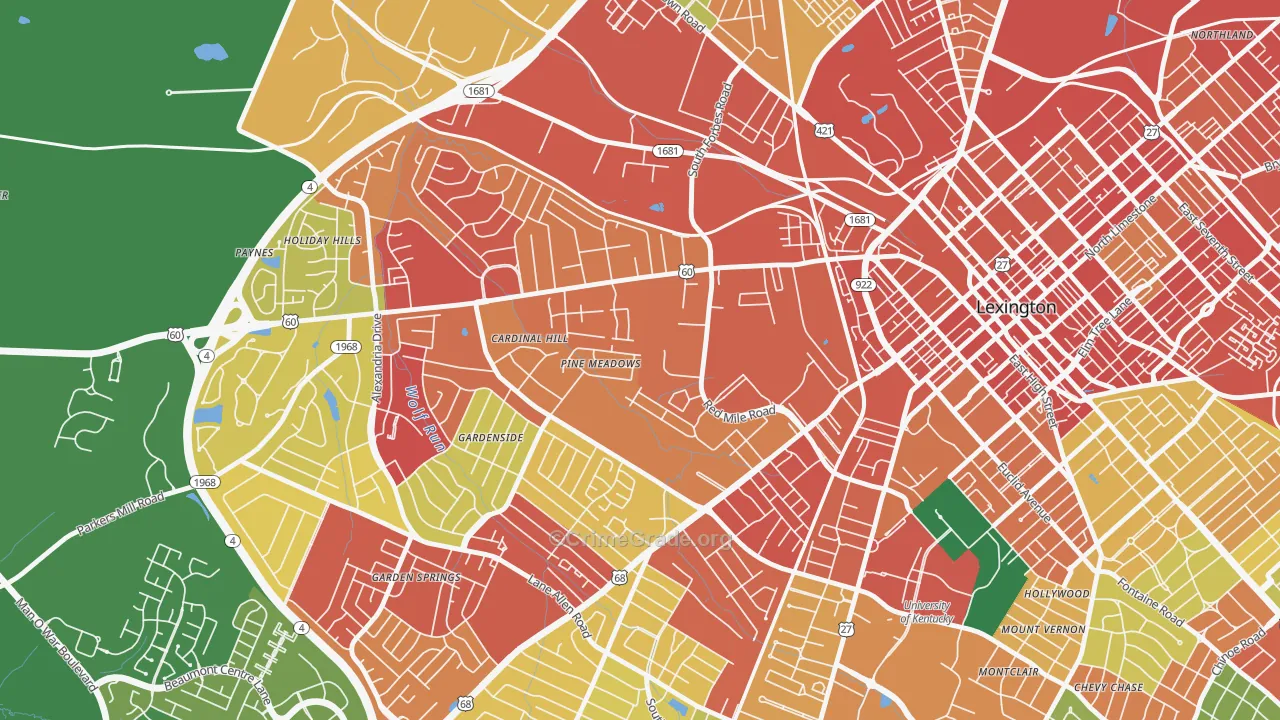 Cardinal Hill-Pine Meadow, Lexington, KY Map of Vandalism Rates
