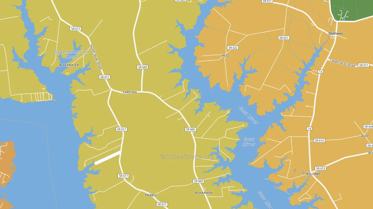 Cardinal, VA Map of Vandalism Rates