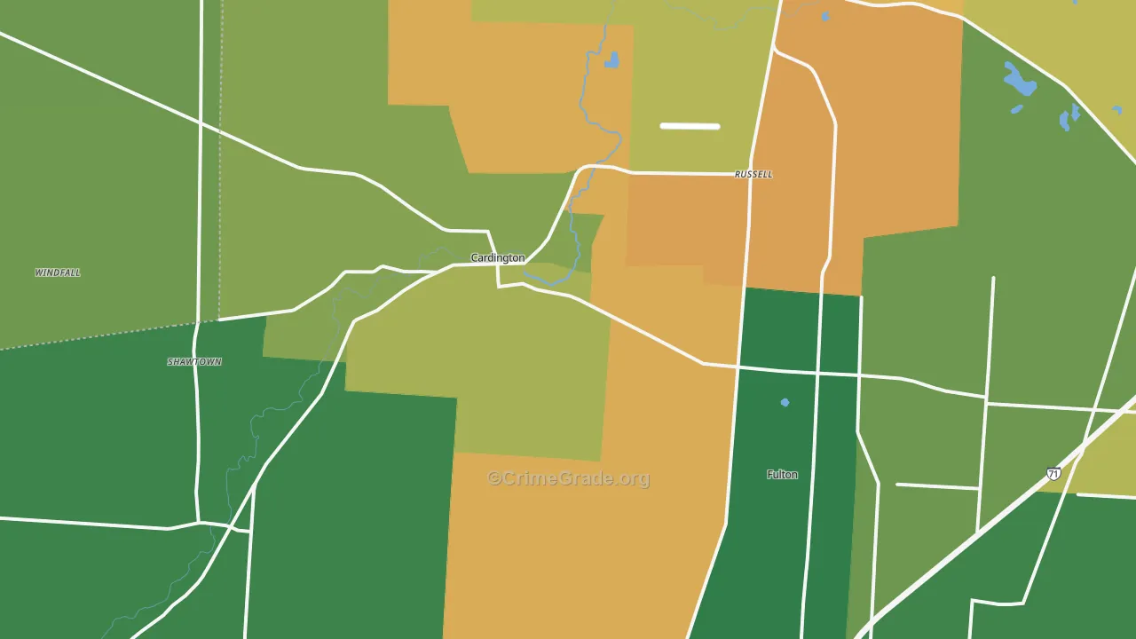 Cardington, OH Map of Vandalism Rates