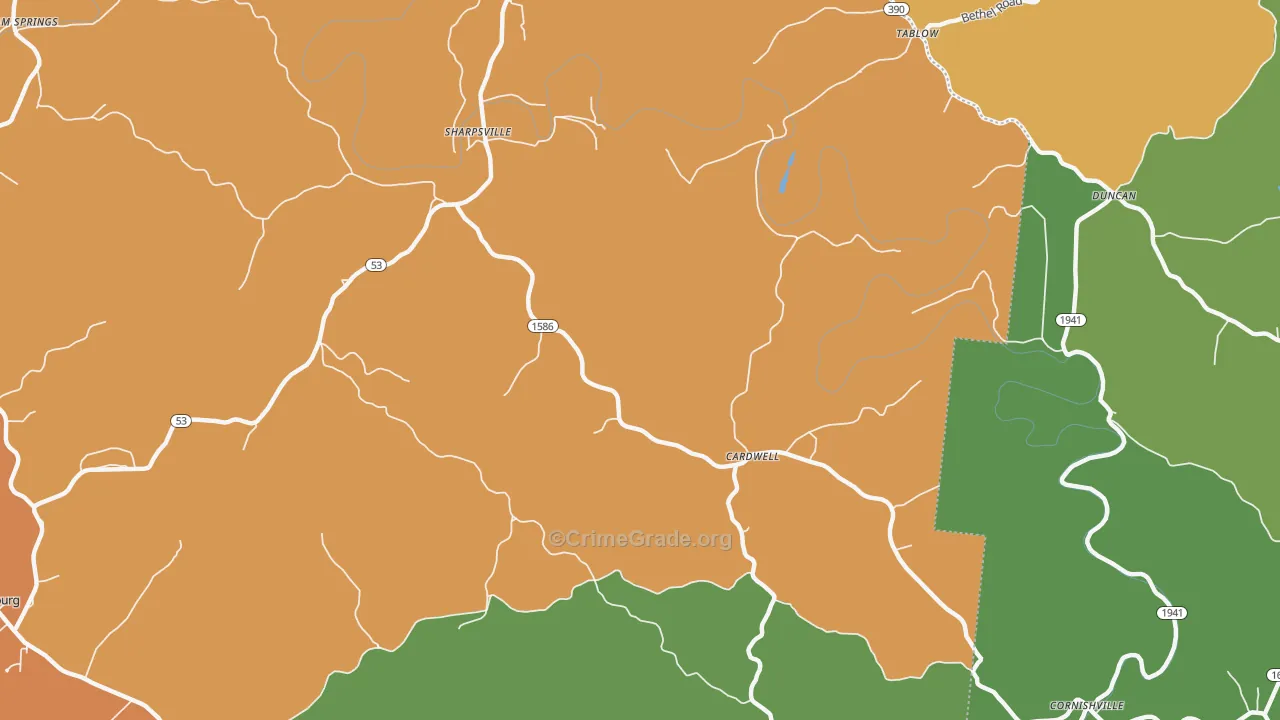 Cardwell, KY Map of Vandalism Rates