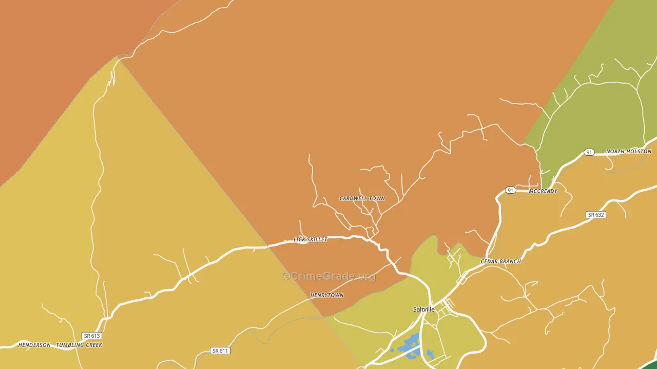 Cardwell Town, VA Map of Vandalism Rates