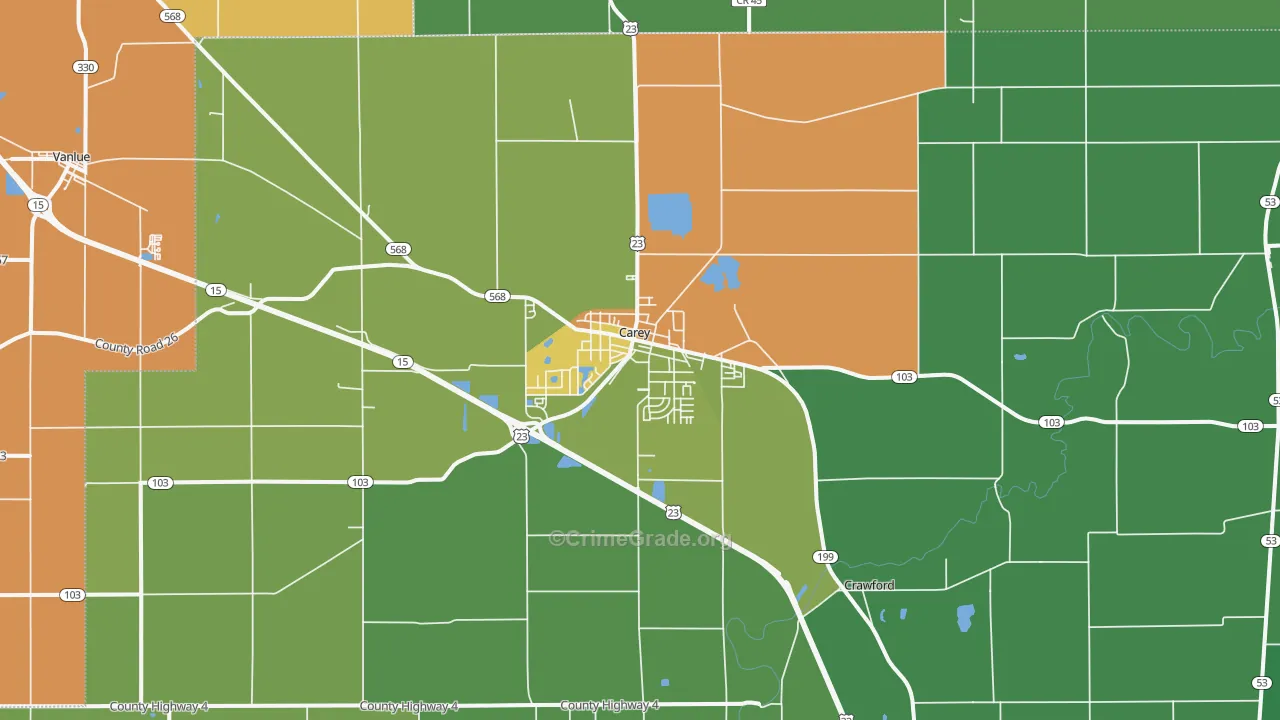 Carey, OH Map of Vandalism Rates
