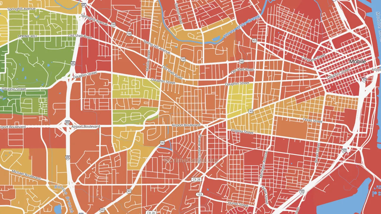 Carlen, Mobile, AL Map of Vandalism Rates
