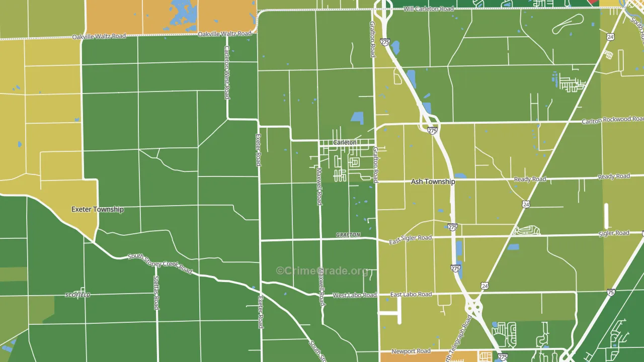 Carleton, MI Map of Vandalism Rates
