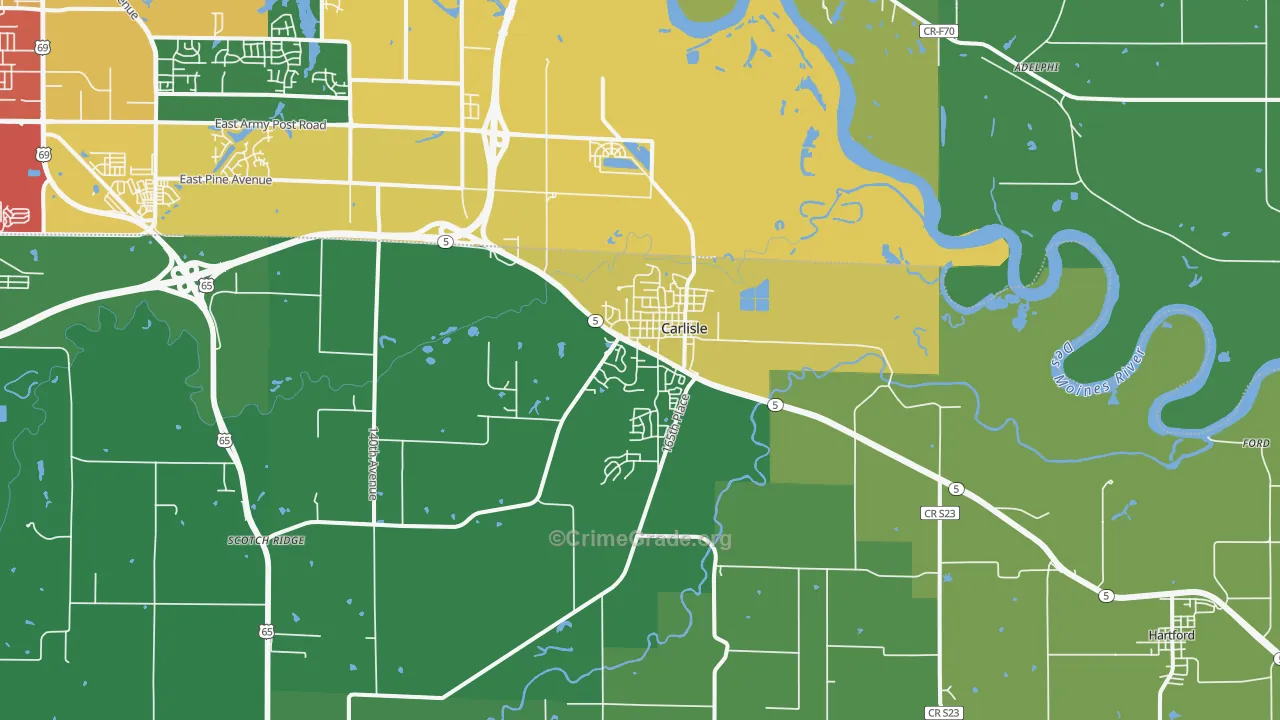 Carlisle, IA Map of Vandalism Rates